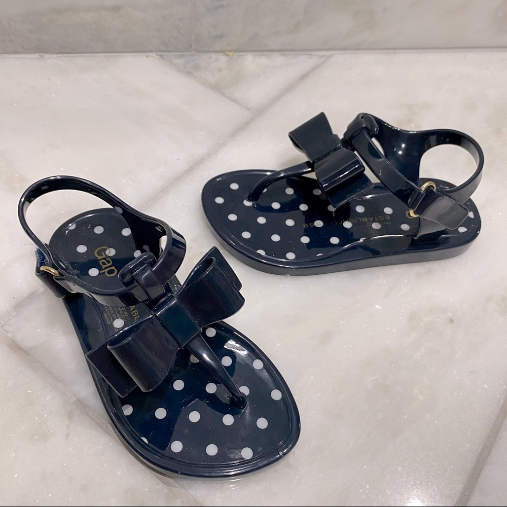 SOLD - Baby Gap Navy with Polka Dot Jelly Sandals Size 7